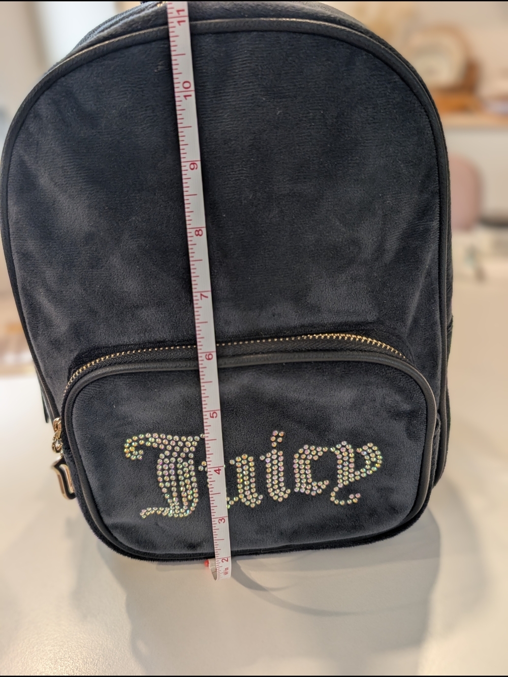 NWOT Juicy Couture Black Velour Obsession Mini Backpack Rhinestone Y2K - Picture 8 of 8